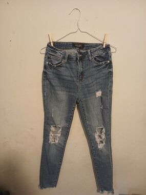 Judy Blue Distressed Skinny Jeans in Medium Blue Wash